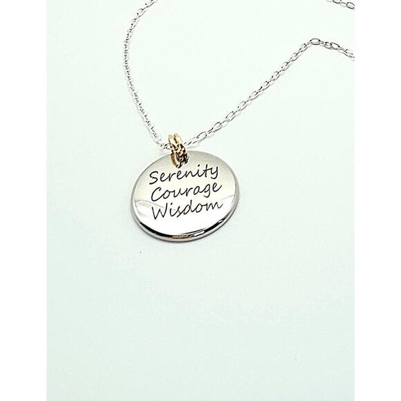 Serenity Prayer Necklace Courage Wisdom 12 Step AA NA Recovery Silver-Plated - Picture 4 of 7
